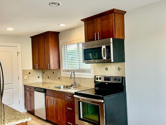 Kitchen with stainless steel appliances