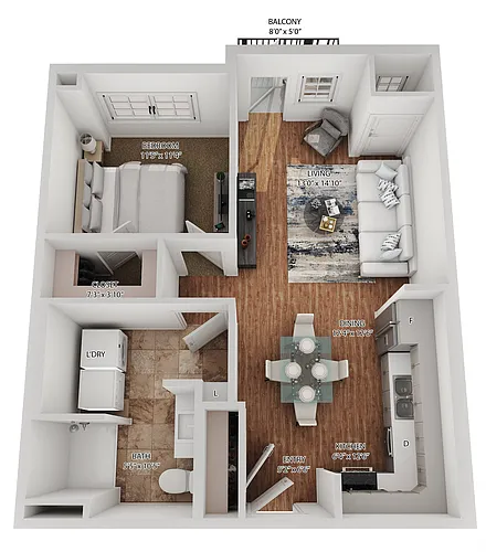 Floor plan Eagle Lake (1 Bedroom)