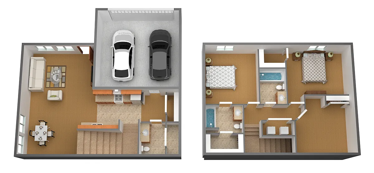 Floor plan 2 Bedroom, 2.5 Bathroom-C
