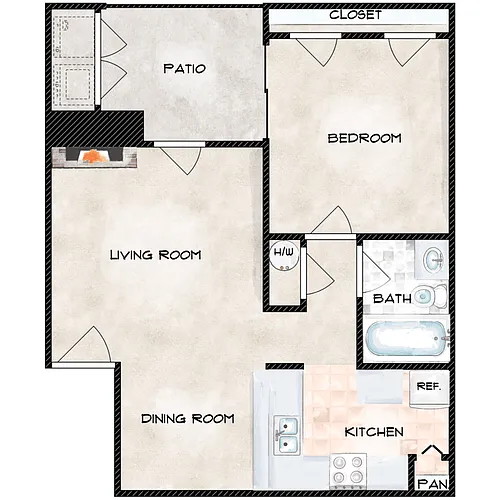 Floor plan 1 Bed 1 Bath