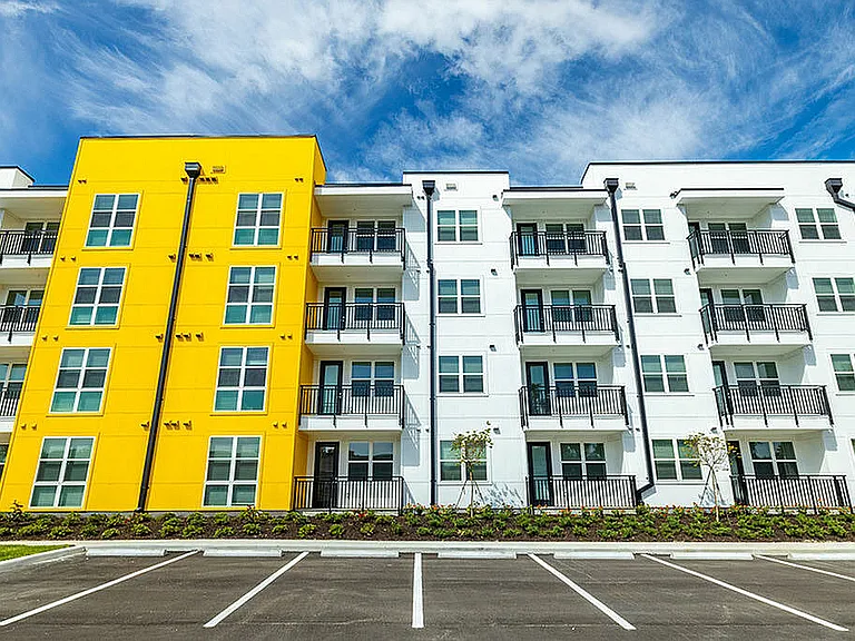 Explore stylish urban living with this vibrant apartment design.