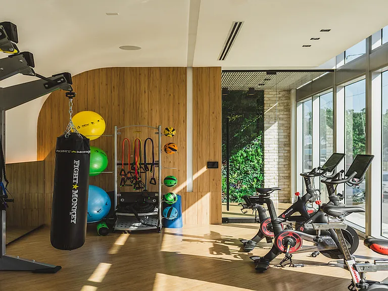 Fitness center with TRX station, spin bikes, and more!