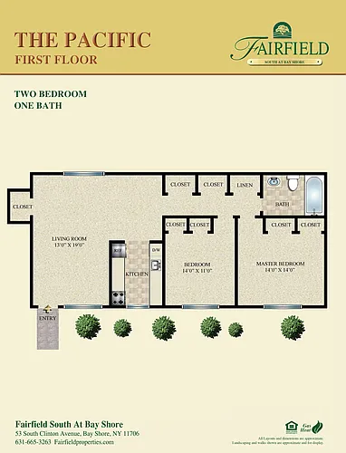 Floor plan Pacific Two Bedroom First Floor