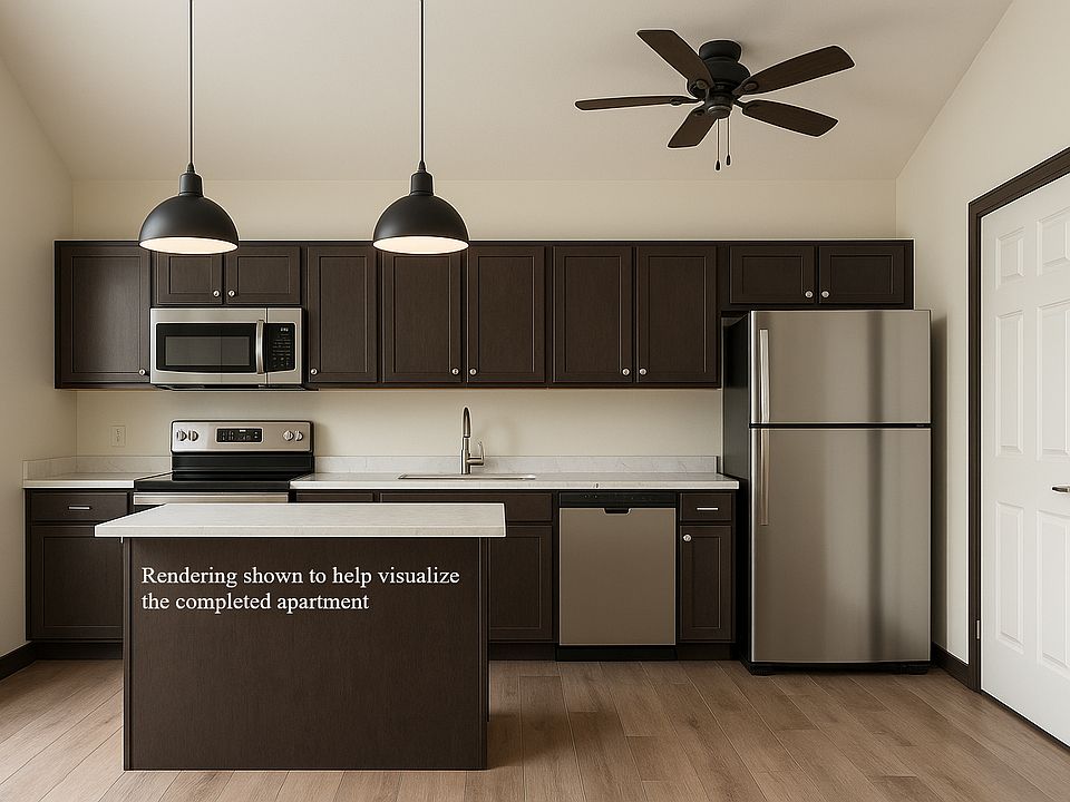 Rendering shown to help visualize the completed apartment