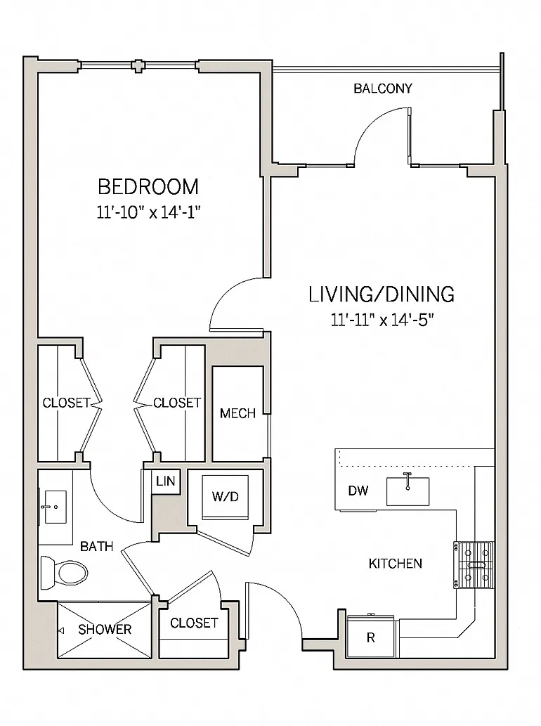 Floor plan 1 Bed 1 Bath A1