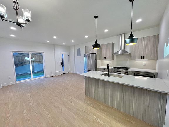 Kitchen with patio view