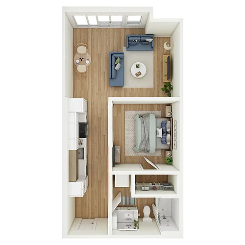 Floor plan 1 Bed 1 Bath - MFTE - a89.1