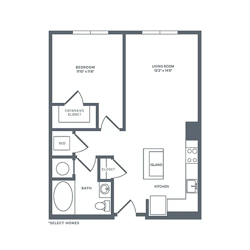 Floor plan A04R | 1 Bed | 1 Bath