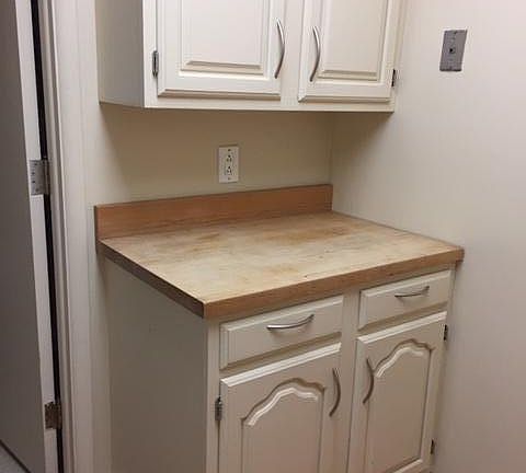 Kitchen: butcher block cabinet top