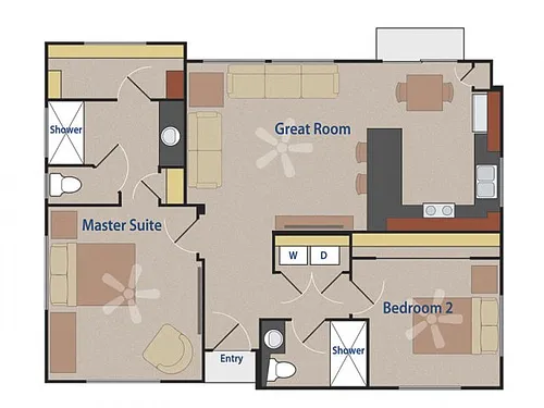 Floor plan The Batleur Two Bedroom Two Bathroom