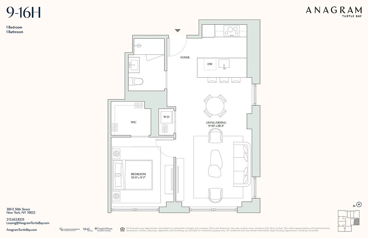 Floor plan 1 Bed 9-16H