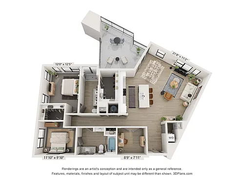 Floor plan B6 (2 Bed+Den)