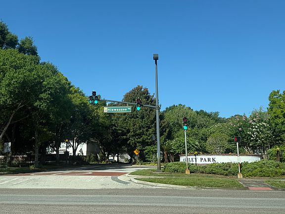 The subdivision entrance is across the park entrance.