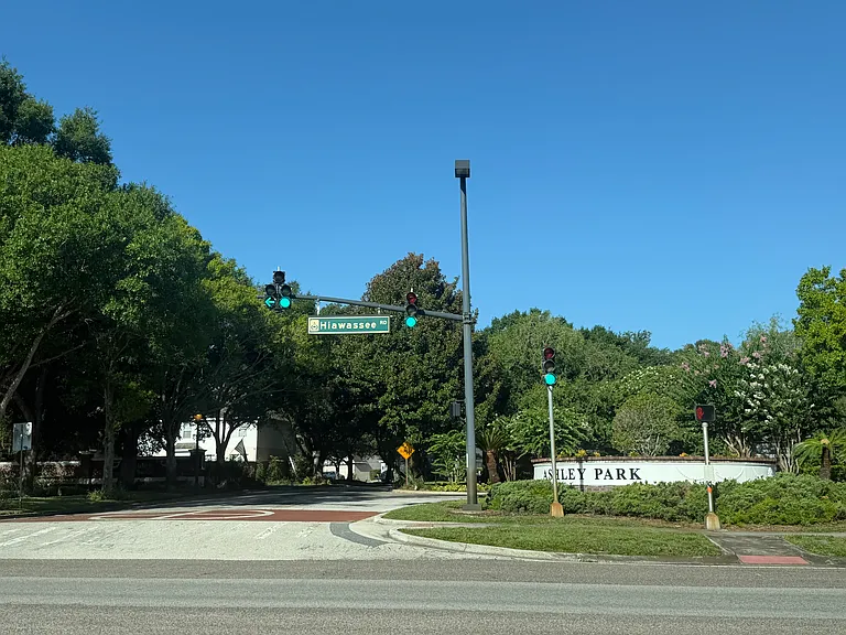The subdivision entrance is across the park entrance.