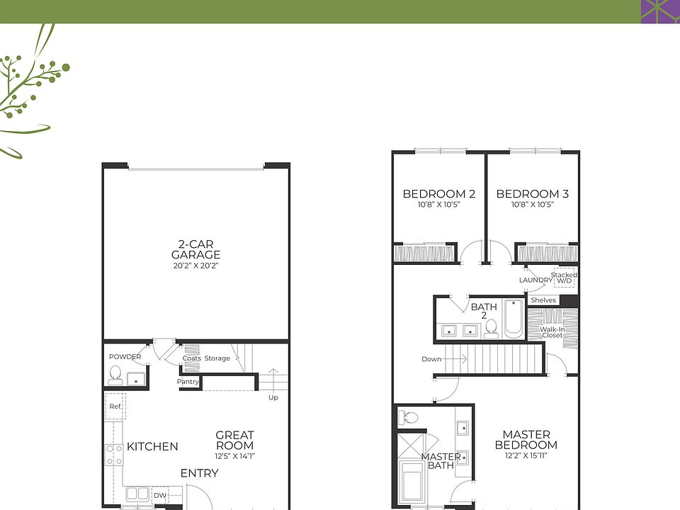 Floor Plan of 3 Bedroom 2 1/2 Bath
