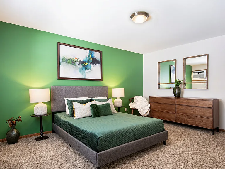 Bedroom with accent wall