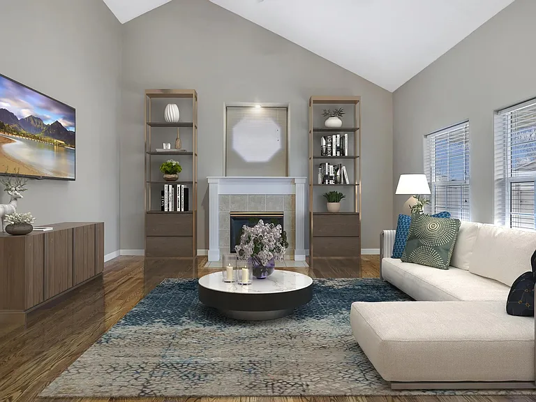 entry living room, staged