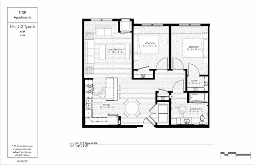 Floor plan 2 Bedroom 2-2 (60A)