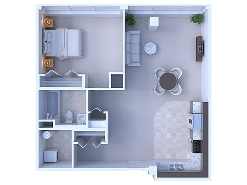 Floor plan 1 Bedroom/1 Bathroom - 908