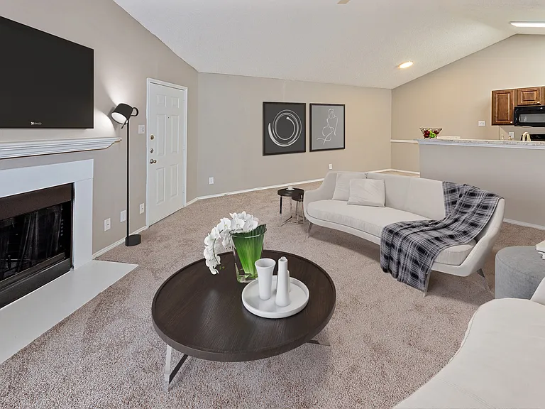 Cozy Living Room with Fireplace in Plano