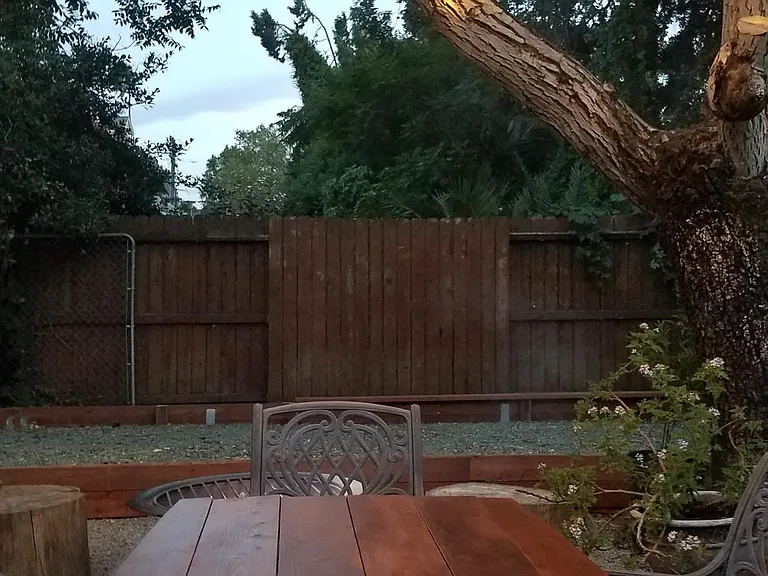Room for great outdoor dining and relaxing space for a movie night outside.