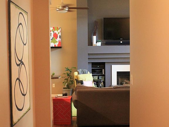 Looking into the living room from the hallway