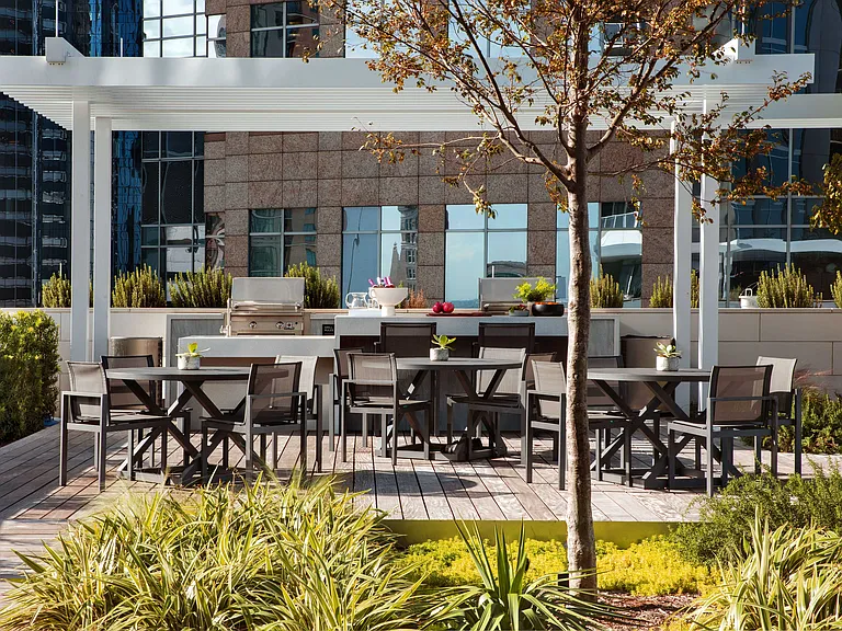 Elevated dining under the city sky.