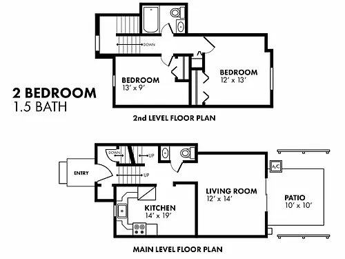 Floor plan Two Bedroom One and Half Bathroom