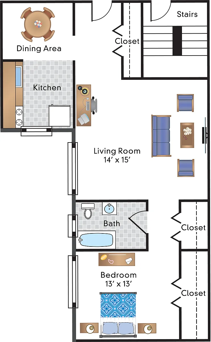 Floor plan 1 Bedroom 19 Tier