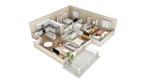 Floor plan 3 BR Haven Overlook