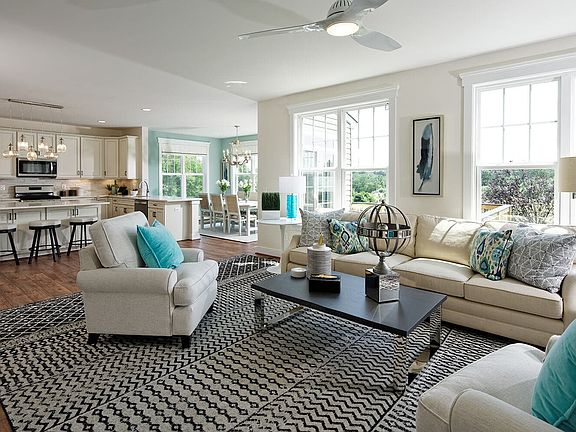 The family room of the Summerfield as shown in a model by Brookfield Residential