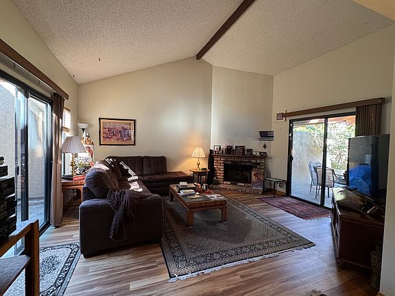 The living room with two patios.