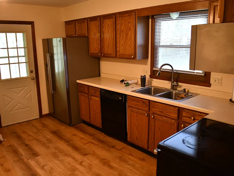 Very functional kitchen leads to the huge yard