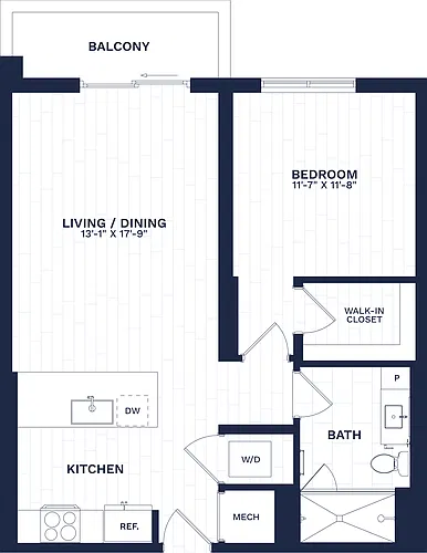 Floor plan 1 Bed/1 Bath-A1