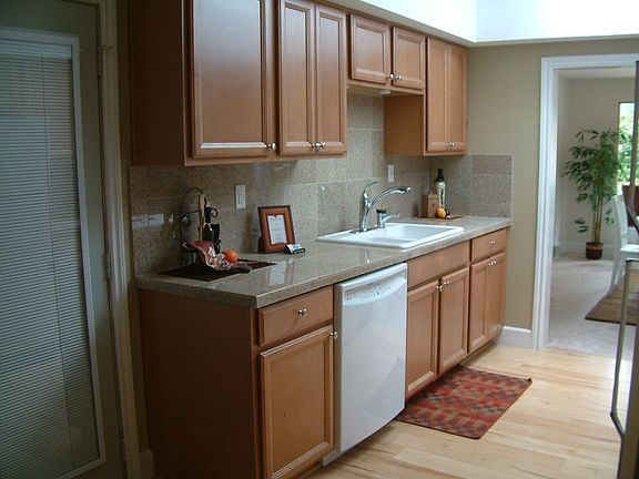 shot of kitchen looking towards dining room