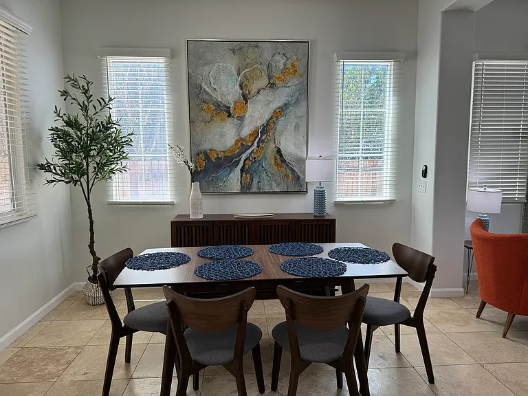 Dining table can sit 6-8 people