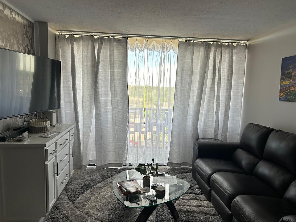 Living room with curtains