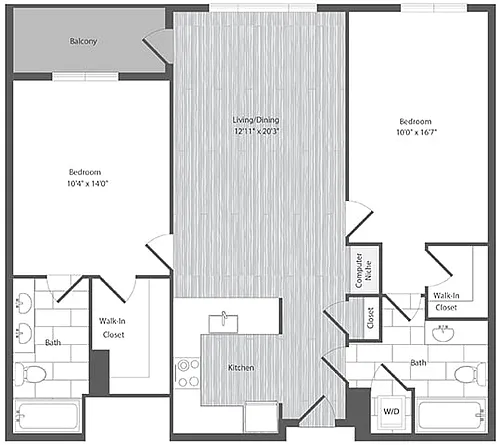 Floor plan 2 Bed 2 Bath - B3