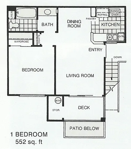 Floor plan One Bedroom - Renovated