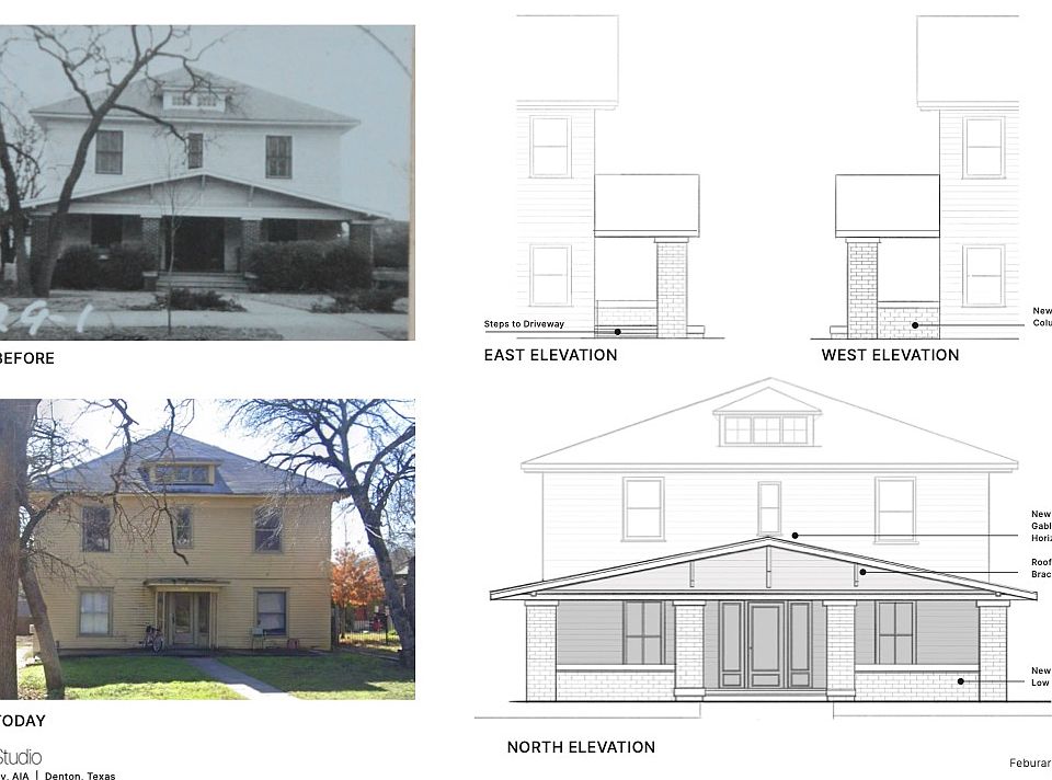Elevations of proposed porch, which Care Block will reconstruct in April 2025.