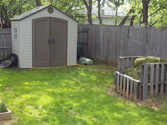 backyard, shed, compost pit
