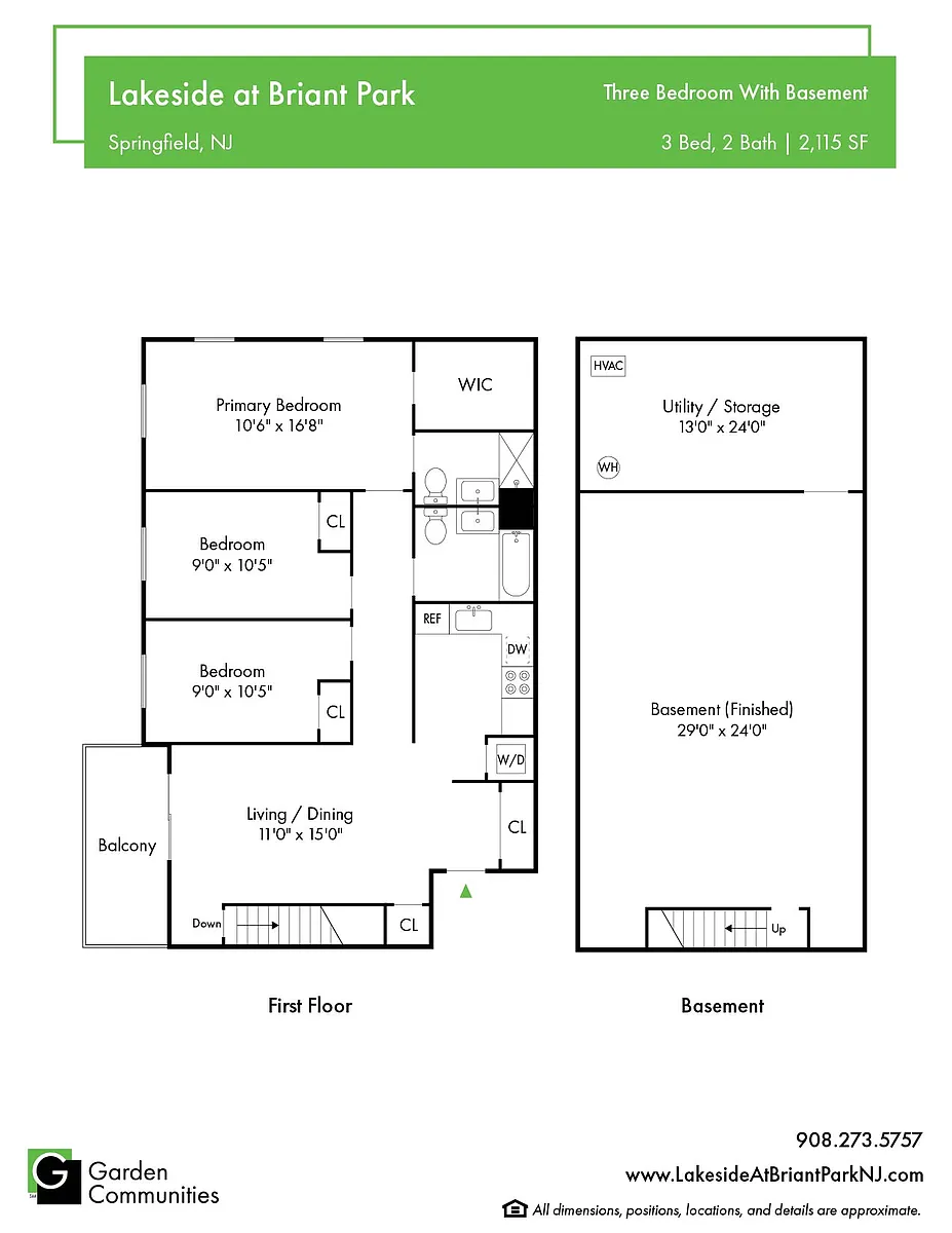 Floor plan $1.89/sq.ft. - Three Bedroom with Basement