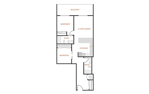 Floor plan 2 Bedroom 2 Bath - B2