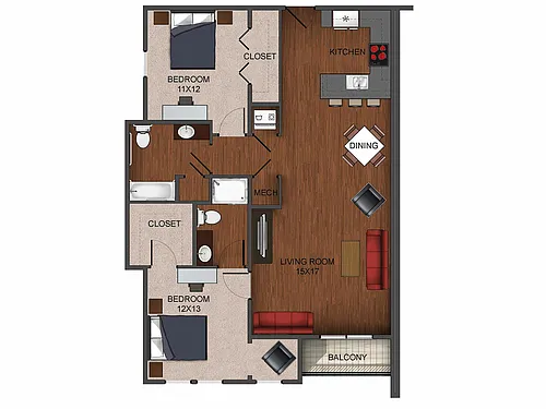 Floor plan 2 Bedroom Deluxe