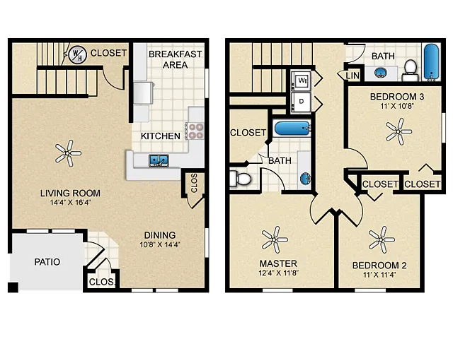 Floor plan 3 Bed, 2 Bath C Townhome