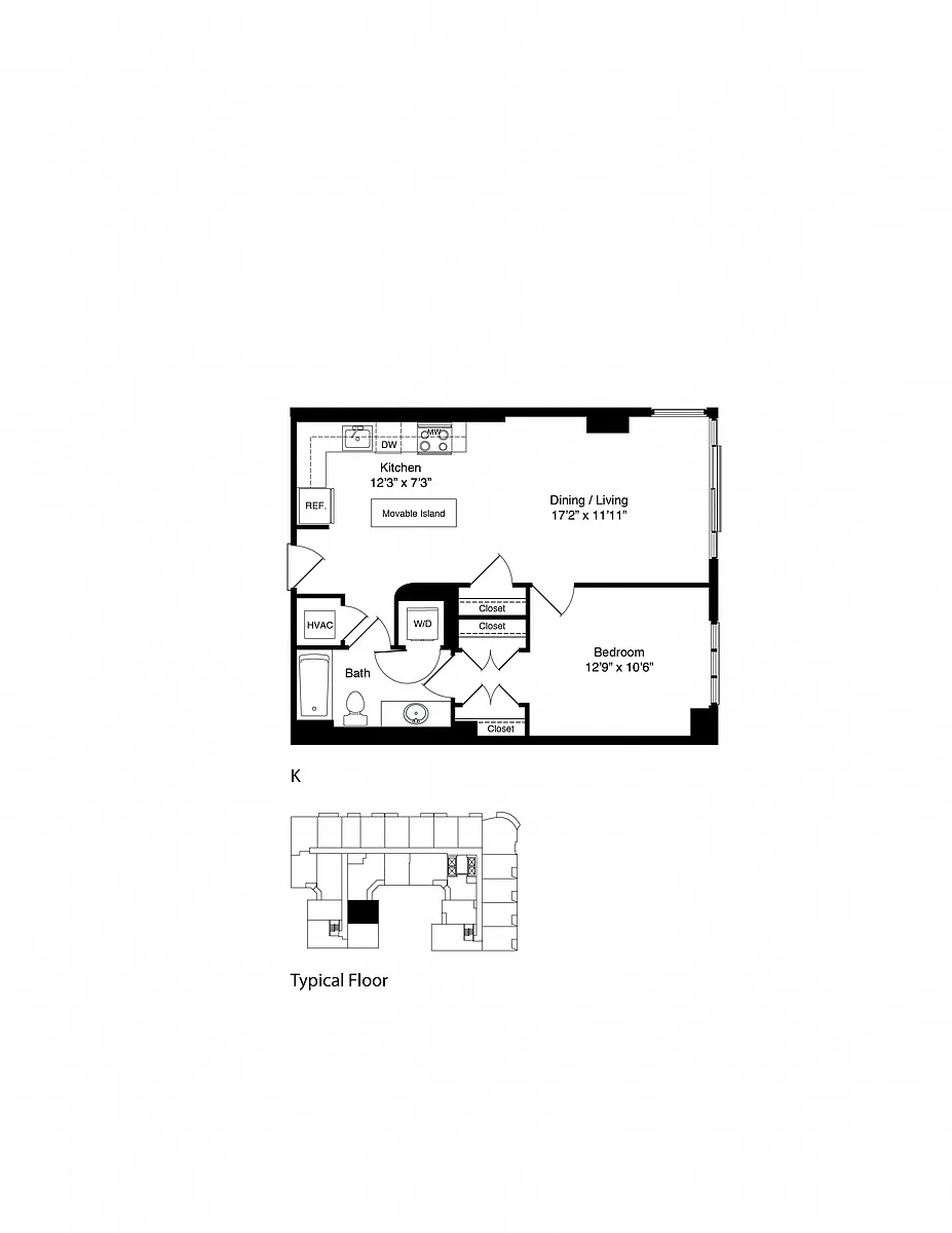 Floor plan ONE BEDROOM K