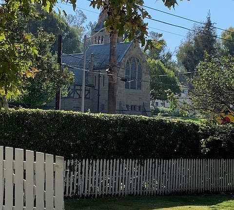 View of Church of the Angels from residence