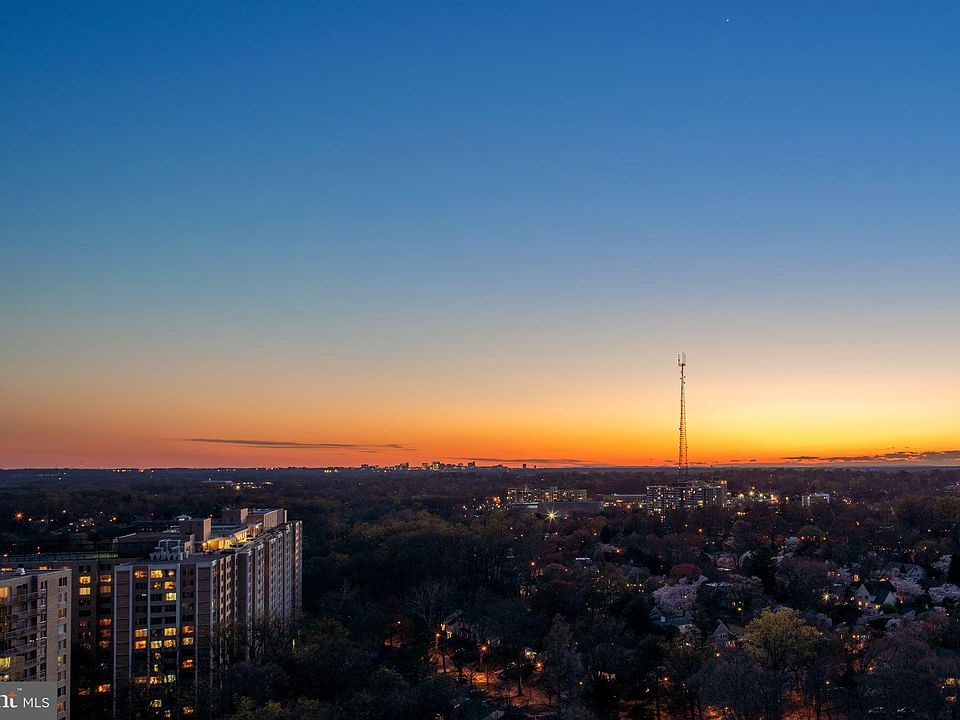 USA Maryland MD Bethesda skyline at evening with new construction