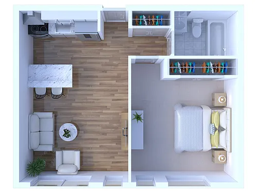 Floor plan 1BR - 1BTH JR Renovated