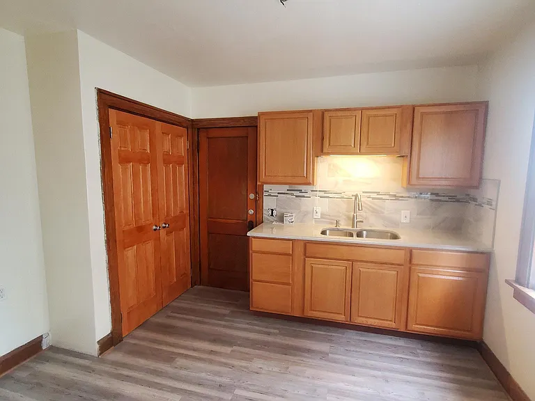 Large pantry by back door and new cabinets